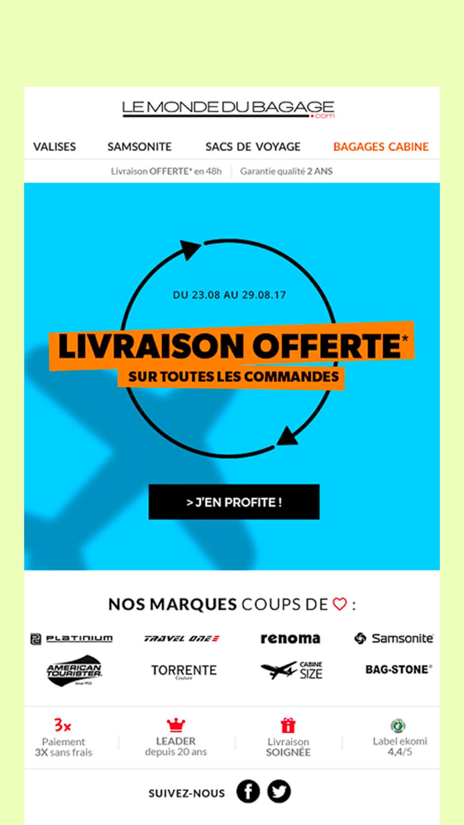 Email Le monde du bagage